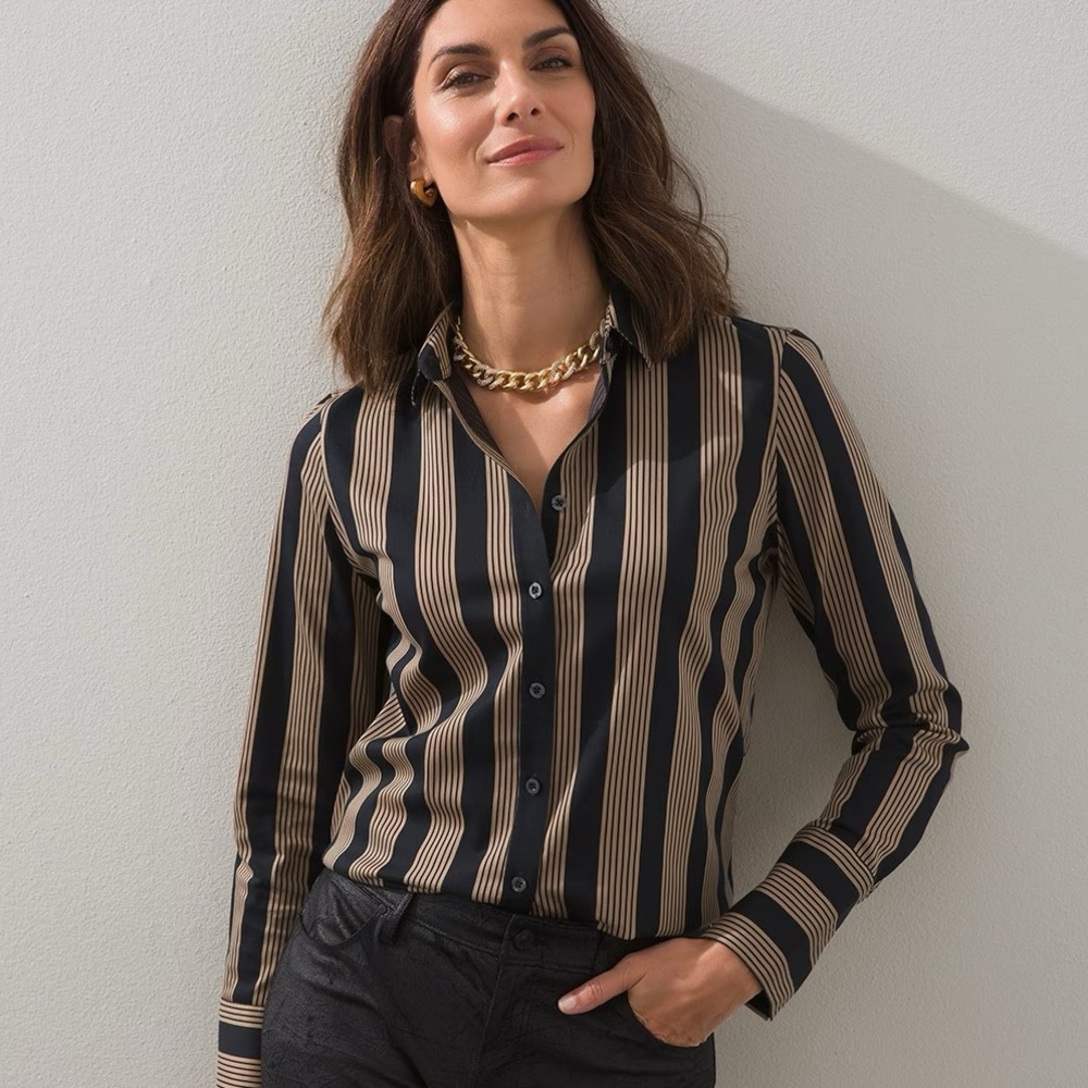 Chicos No Iron Stretch Imperial Stripe Shirt